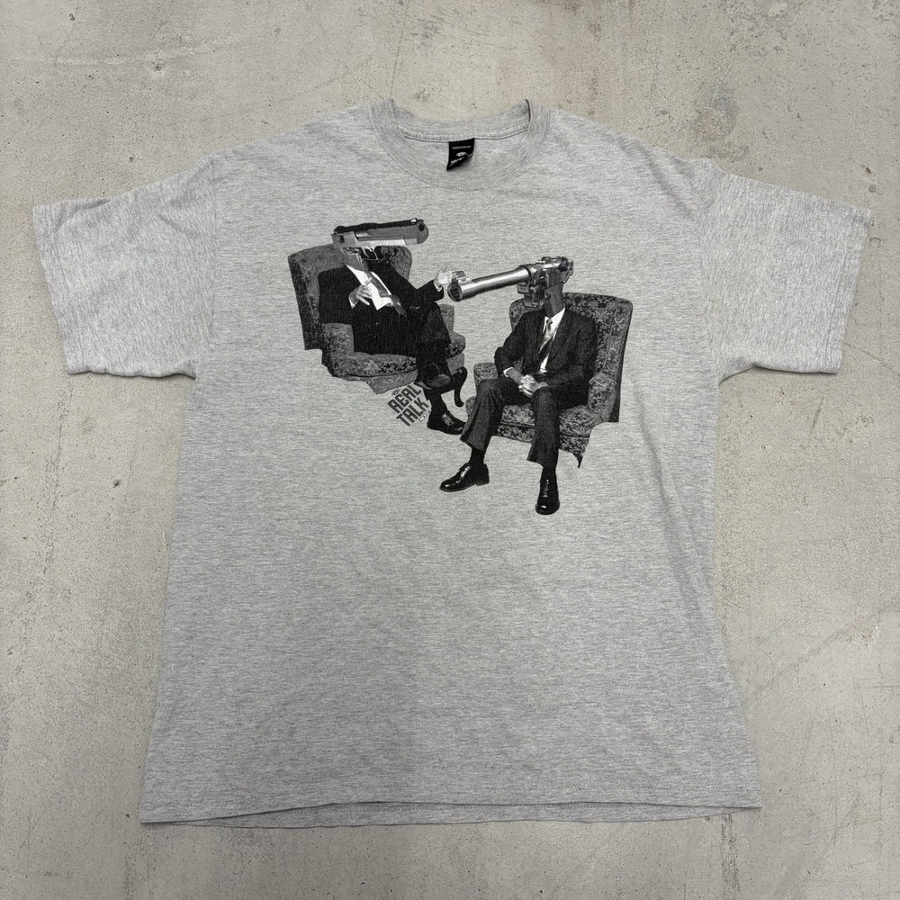 10.Deep Graphic T-Shirt Mens L Gray Surreal Gun Head Art Streetwear USA Made